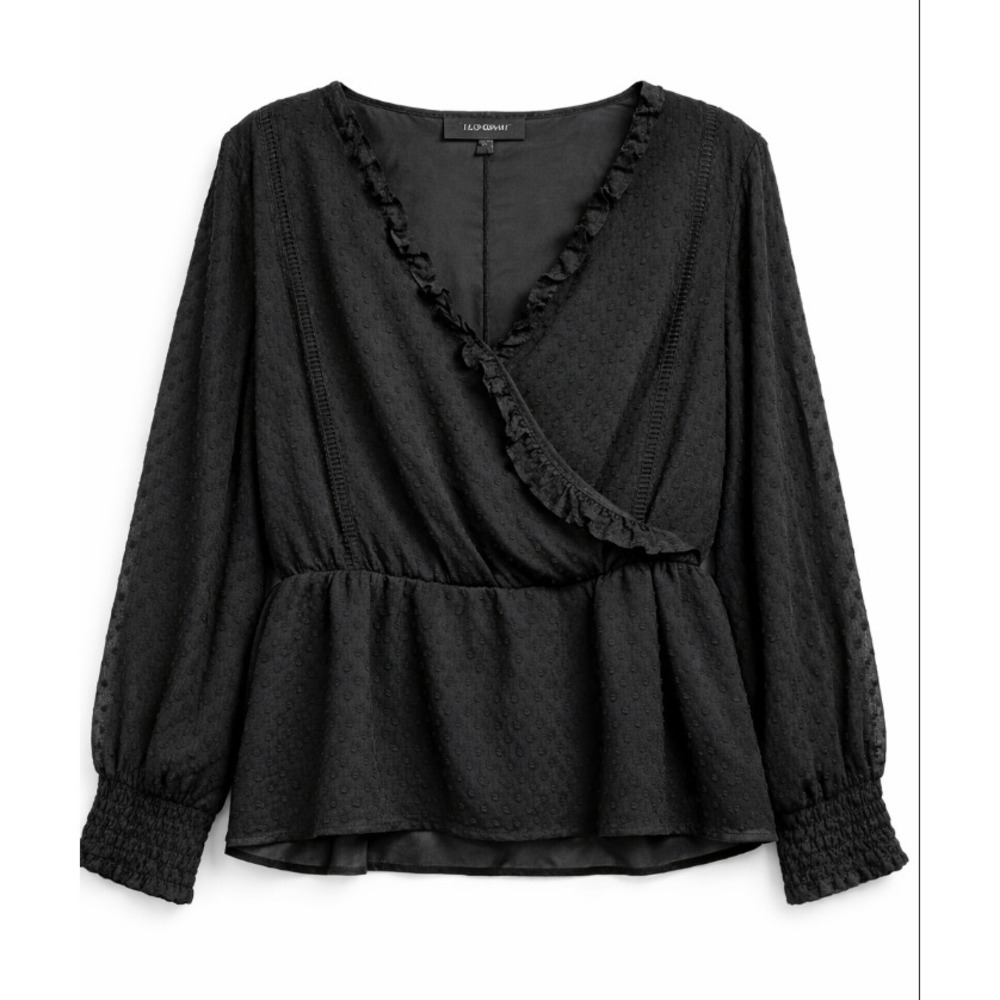 Lane Bryant Black Sheer Swiss Dot Top Sz 24 Witchy Goth